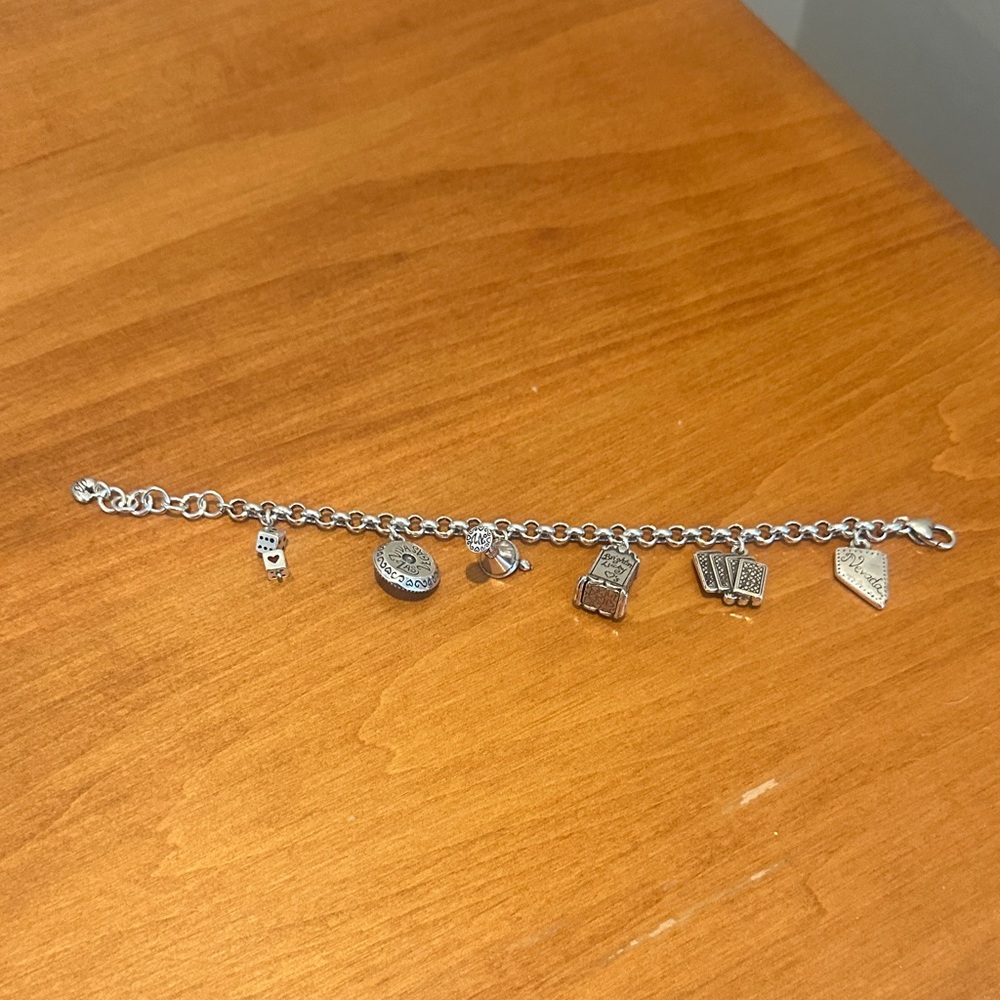 Brighton, Silver Charm Bracelet with Vegas and Everyday Icons - Women Jewelry